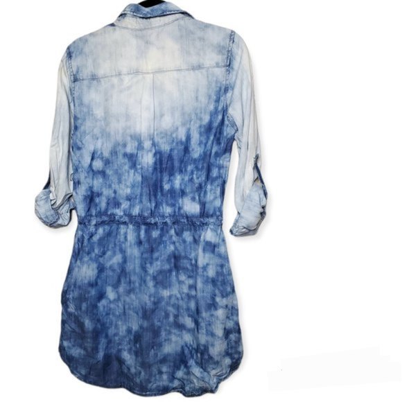 𝅺Life in Progress LARGE Urban Outfitters Blue Acid Wash Shirt dress Boho Belted - Picture 2 of 12